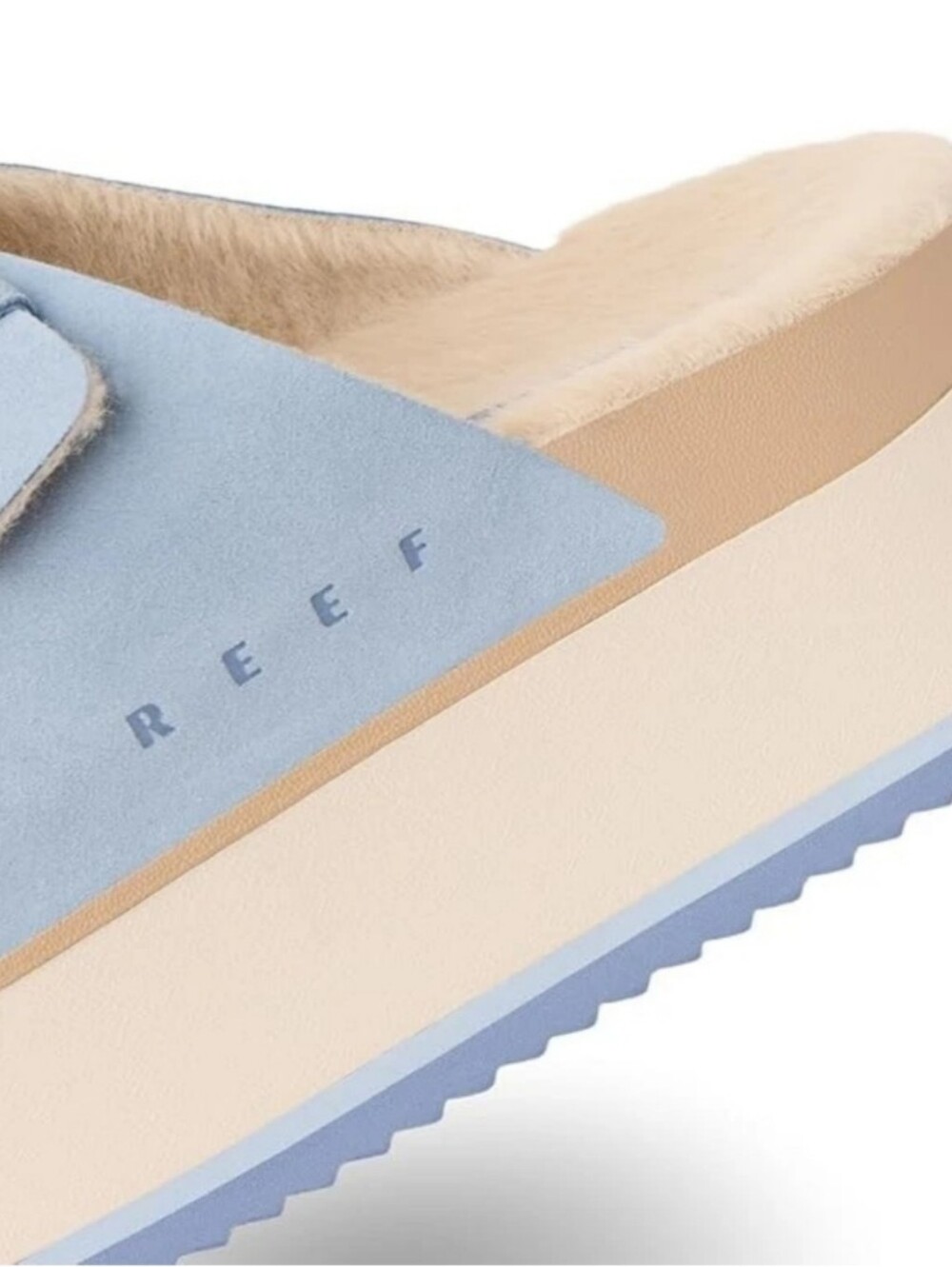 NEW! Reef Light Blue Shearling Platform Slide Mules sz 8 NWT - Picture 8 of 12
